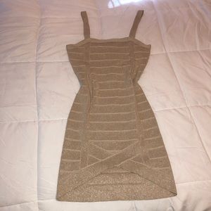 GUESS Gold bodycon bandage dress